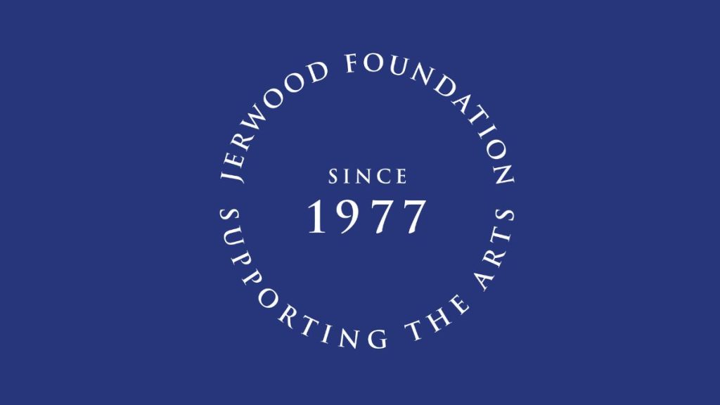 A blue background with white text that reads: Jerwood Foundation Supporting The Arts Since 1977